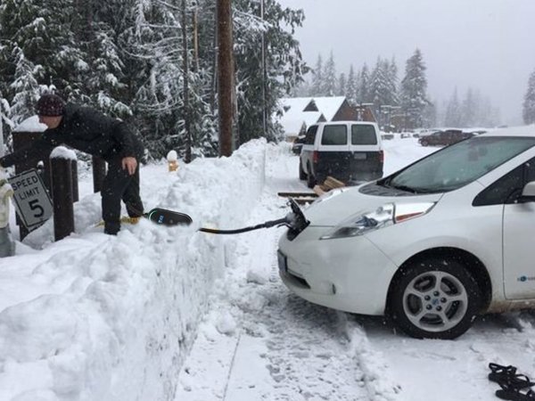 tragbares Ladegerät im Schnee